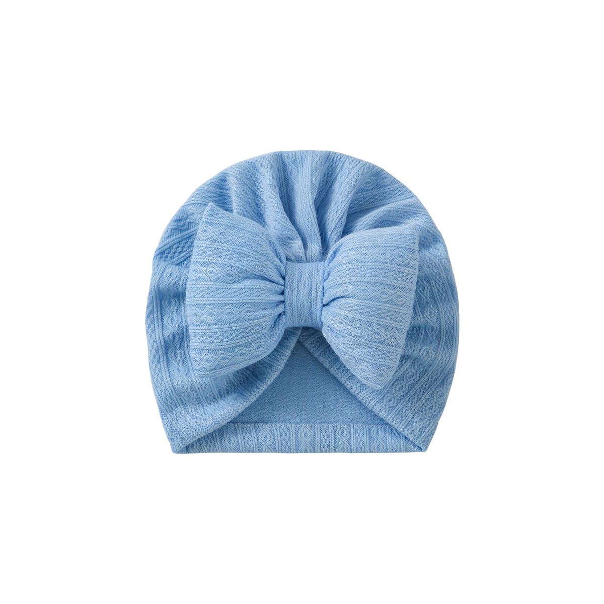 Tully diamond knit bow baby turban in light blue