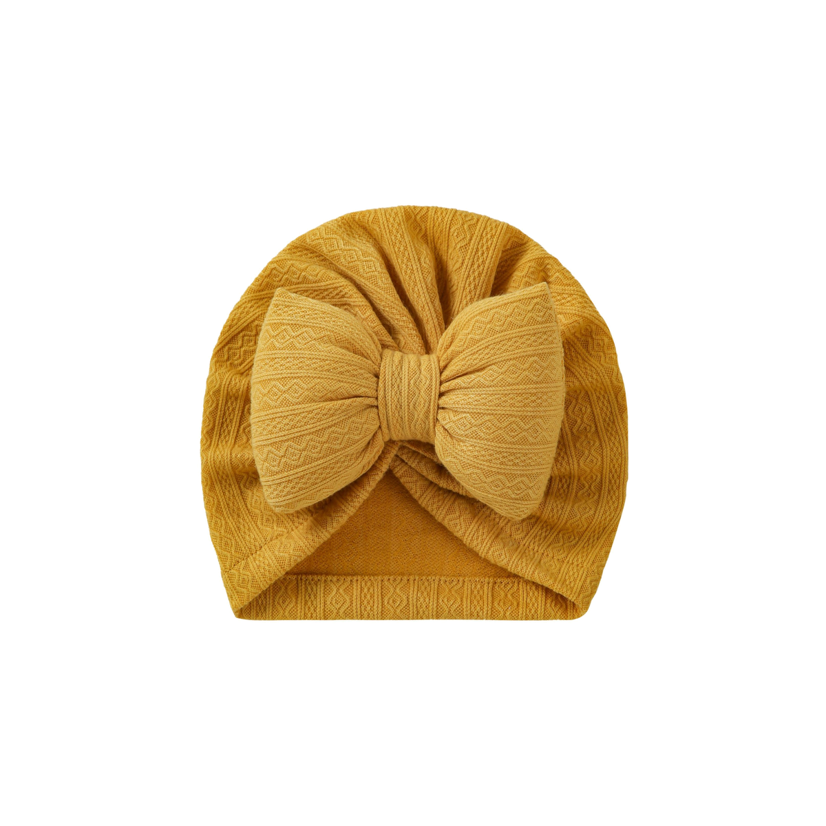 Tully diamond knit bow baby turban in mustard