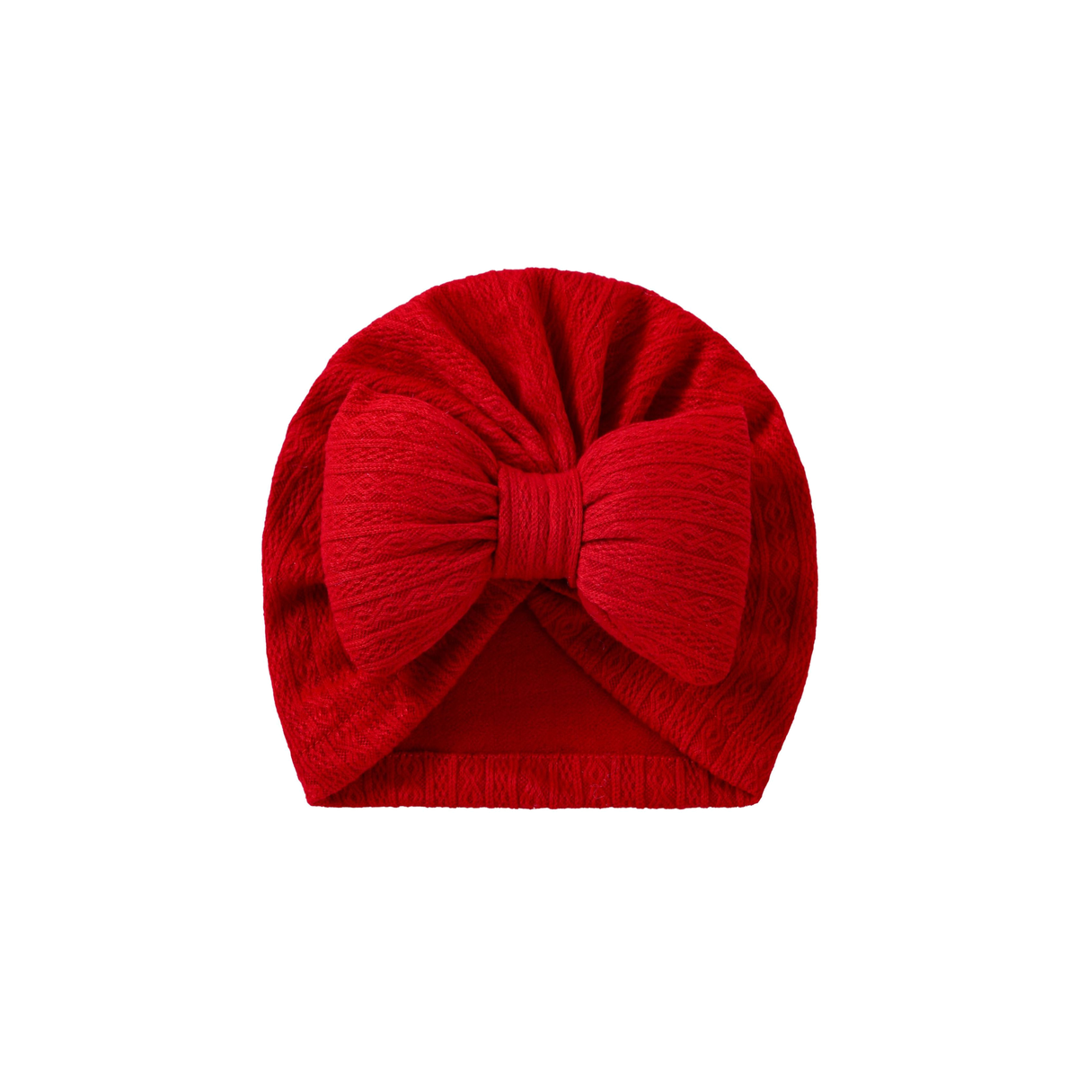 Tully diamond knit bow baby turban in strawberry