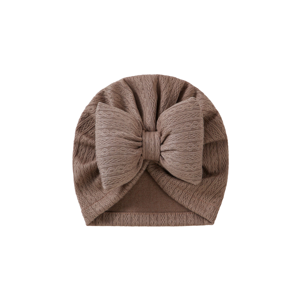 Tully diamond knit bow baby turban in taupe
