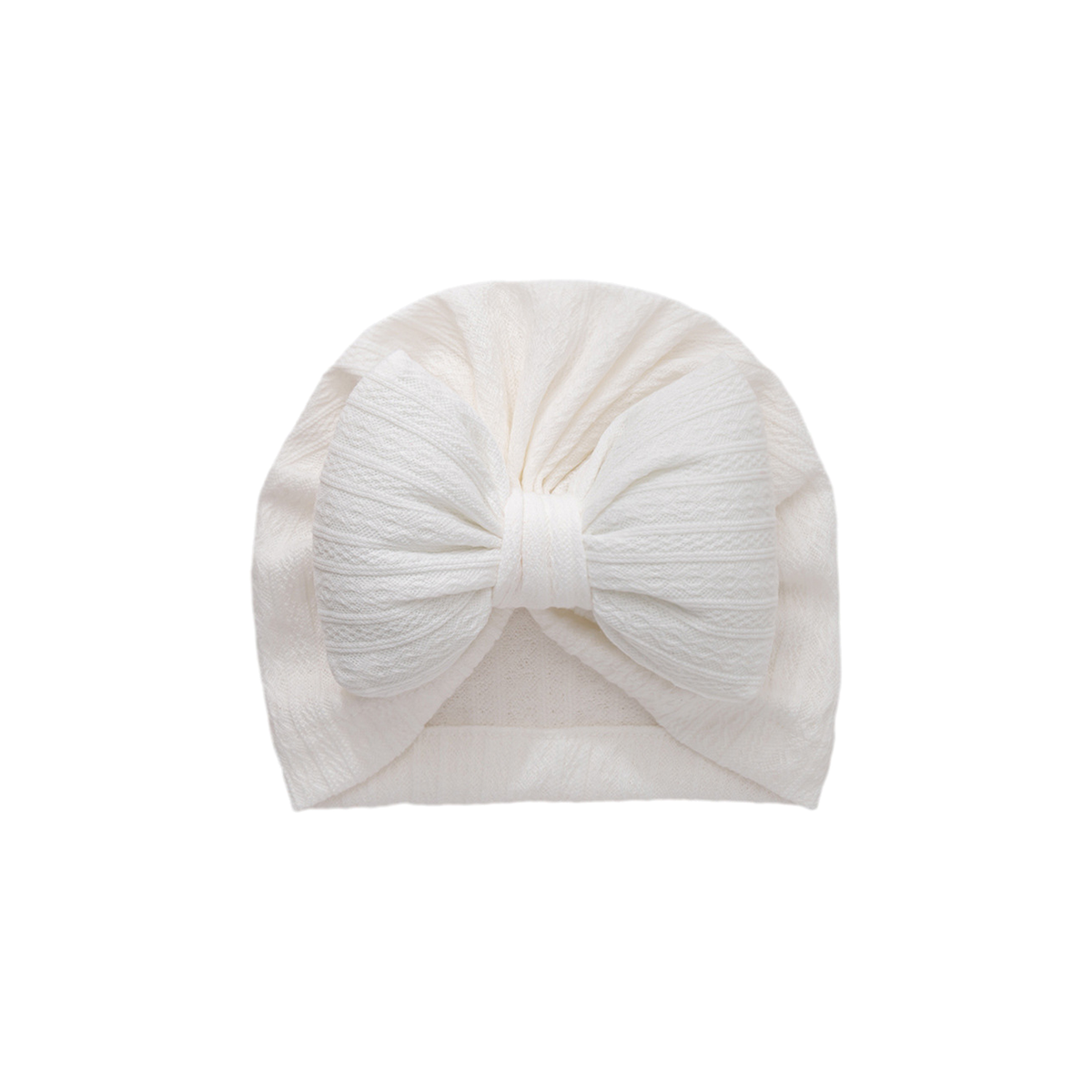 Tully diamond knit bow baby turban in white