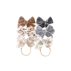 Wild Earth muslin baby bow headband 6-pack in browns, greys and animal prints
