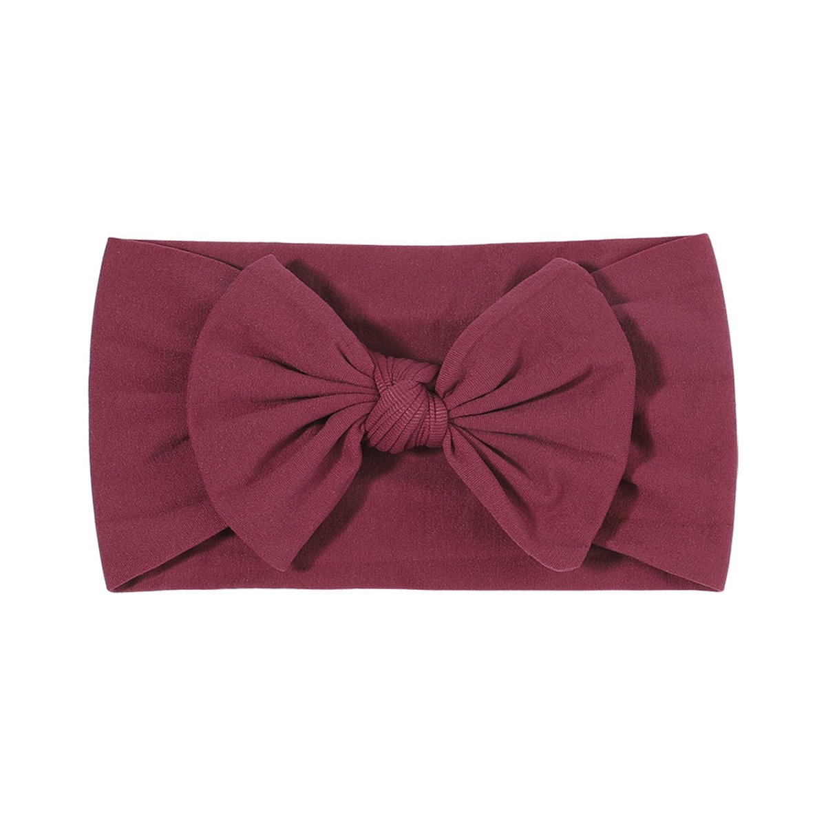 Plain magenta nylon bow baby headband with a big knotted bow on a wide soft stretch band, Wren range, Sommerfugl Kids