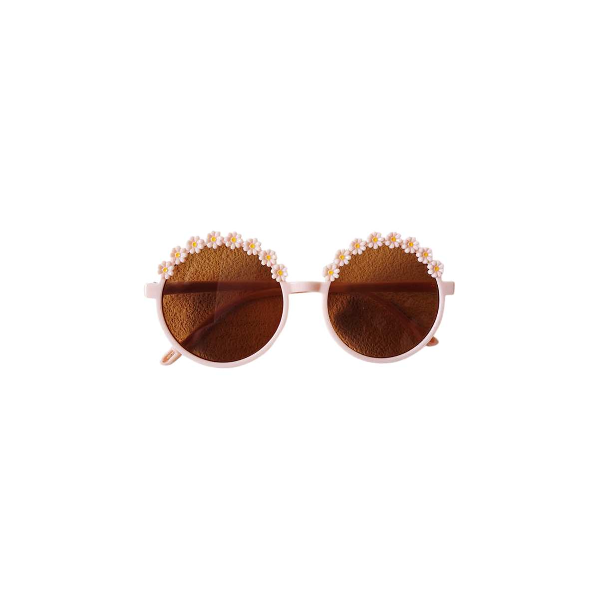 Ziggy daisy crown baby sunglasses in fairy floss, round fairy floss frames topped with little daisies, Sommerfugl Kids