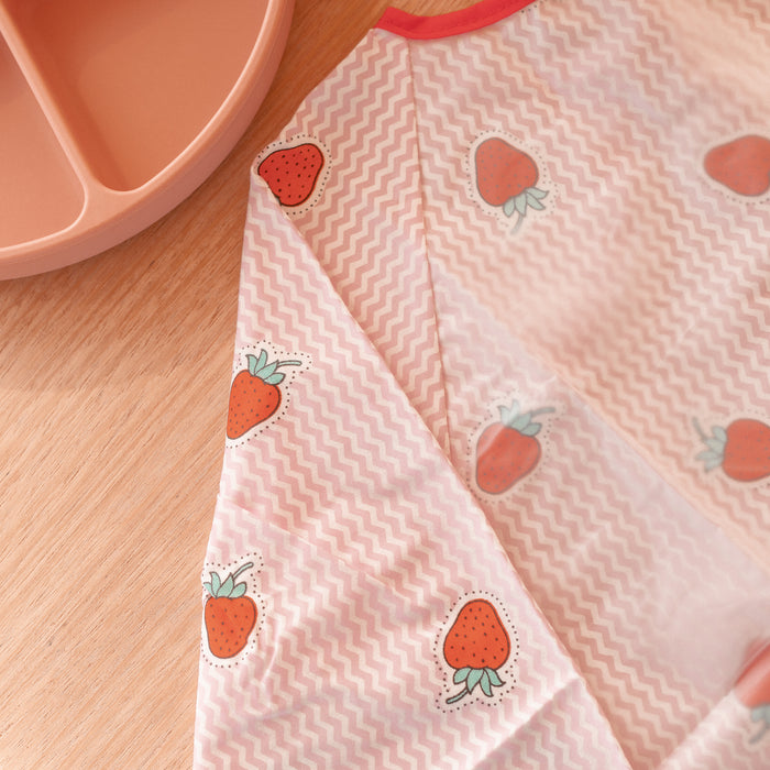 Baby Long Sleeve Apron Smock Bib — Strawberries