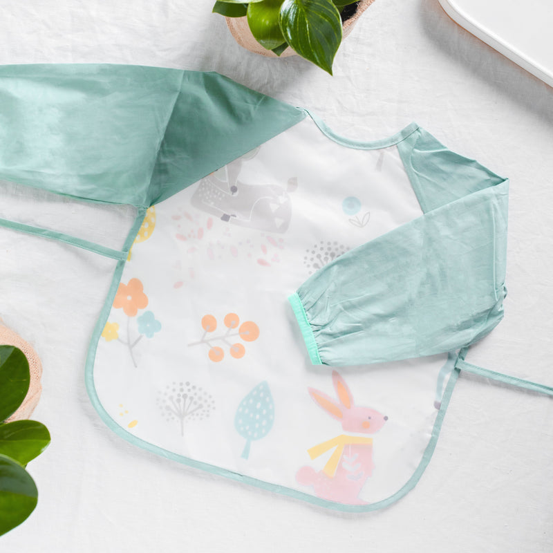 Peach Forest Baby Smock Bib with Long Sleeves