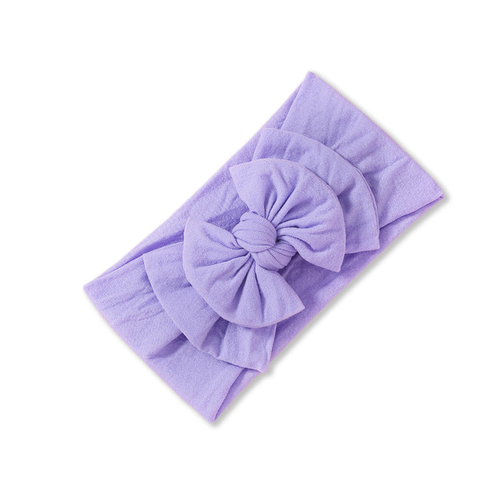 Baby Soft n Stretchy Double Bow Plain Headband — Lilac