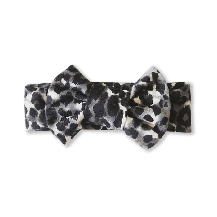 Baby Leopard Print Bow Headband — Small Dark