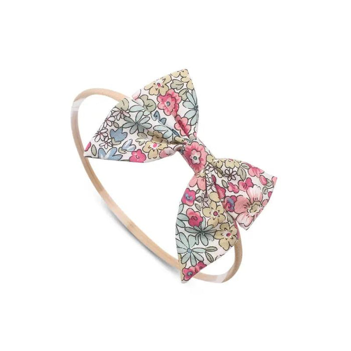 Baby Linen Bow Headband — Blush Tea