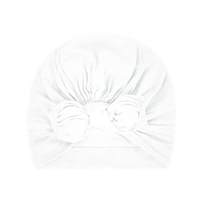 Baby Plain Stretchy Bow Knot Turban — White