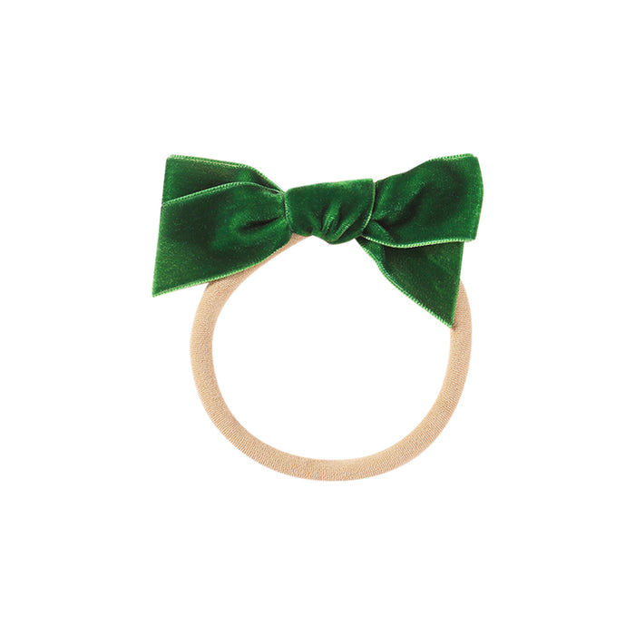 Baby Velvet Bow Headband — Green