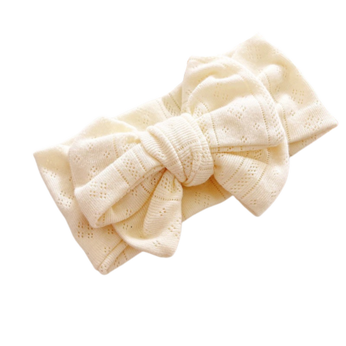 Baby Girl Large Eyelet Topknot Headband Headwrap — Egg Shell