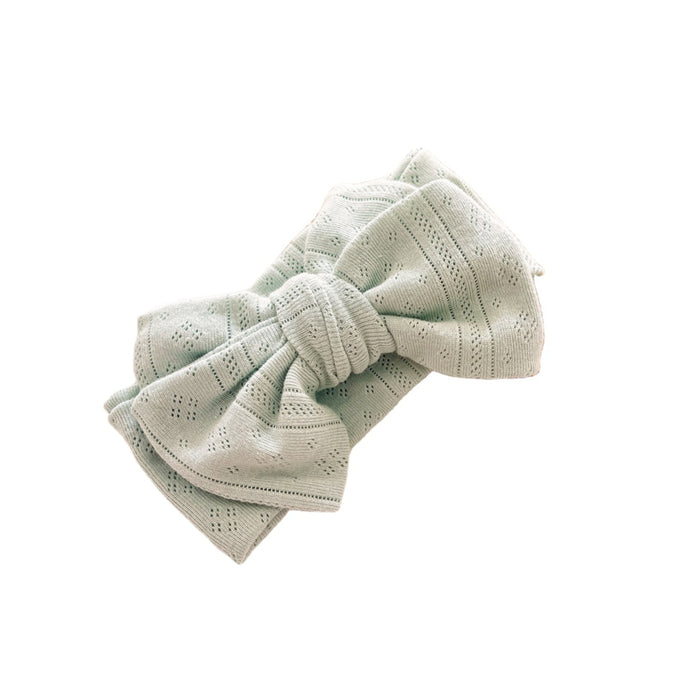 Baby Girl Large Eyelet Topknot Headband Headwrap — Pistachio