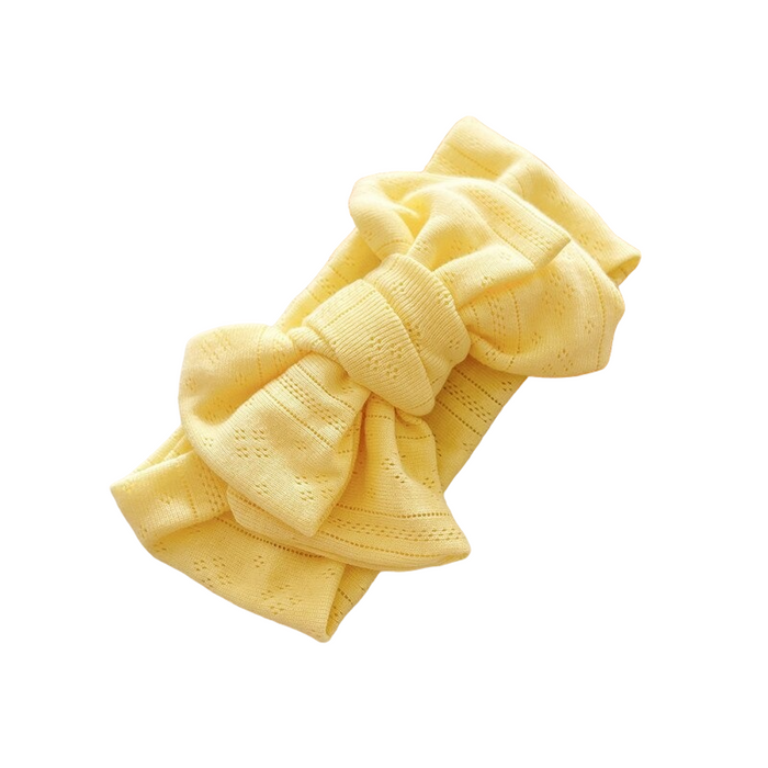 Baby Girl Large Eyelet Topknot Headband Headwrap — Lemon