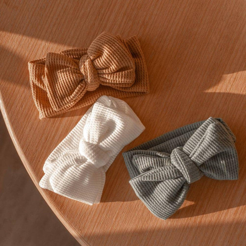 Baby Girl Large Waffle Topknot Headband Headwrap — Ivory - Sommerfugl Kids