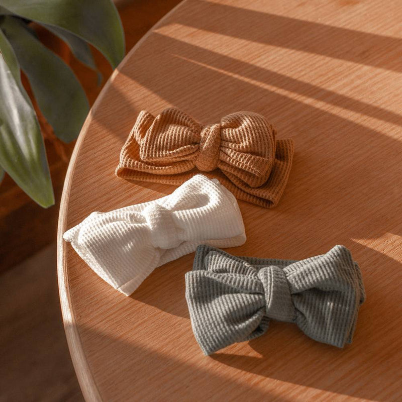 Baby Girl Large Waffle Topknot Headband Headwrap — Ivory - Sommerfugl Kids