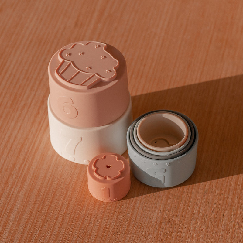 Silicone Baby Stacking Cups Bath & Beach — Pastel - Sommerfugl Kids