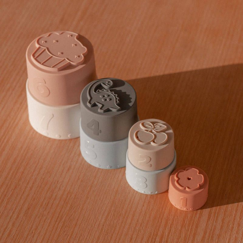 Silicone Baby Stacking Cups Bath & Beach — Pastel - Sommerfugl Kids