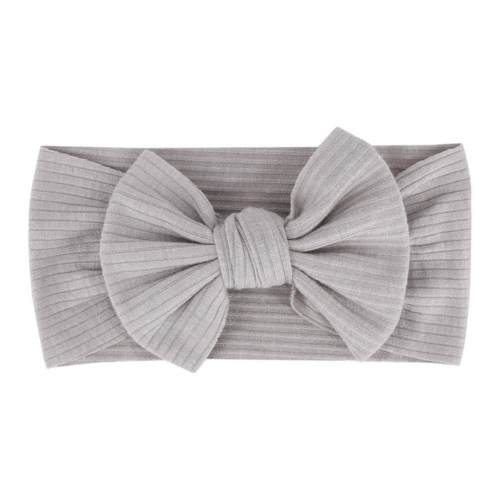 Baby Textured Single Soft Bow Knot Headband — Grey