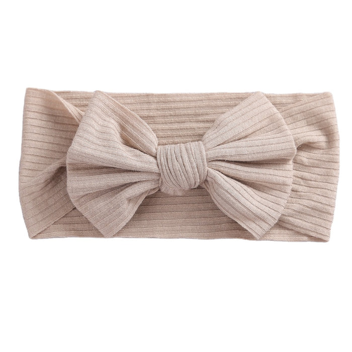 Baby Textured Single Soft Bow Knot Headband — Latte