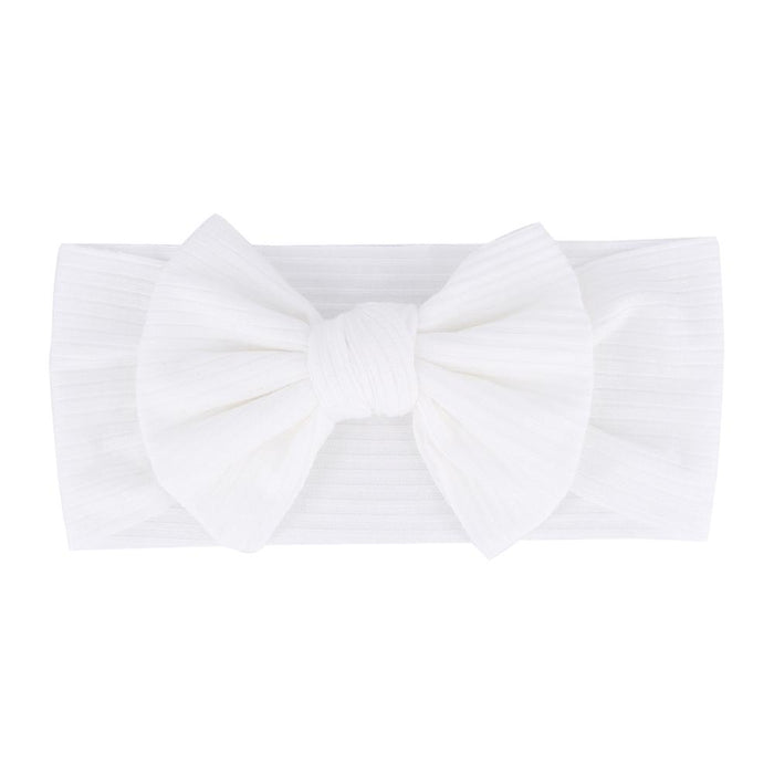 Baby Textured Single Soft Bow Knot Headband — White