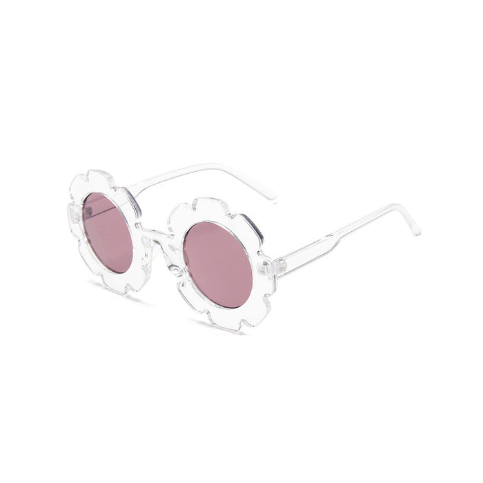 Edna Round Flower Sunglasses — Clear Frame Dark Lens