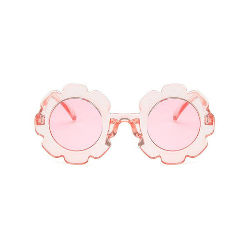 Edna Round Flower Sunglasses — Clear Pink Frame Pink Lens - Sommerfugl Kids