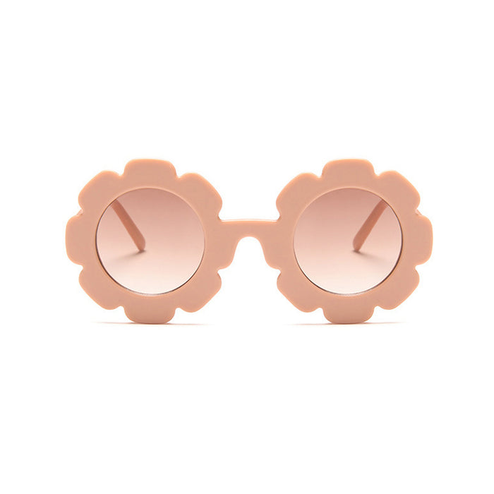 Edna Round Flower Sunglasses — Coral Frame Dark Lens