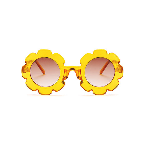Edna Round Flower Sunglasses — Daffodil Frame Dark Lens - Sommerfugl Kids