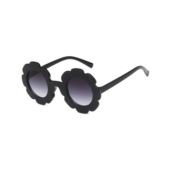 Edna Round Flower Sunglasses — Jet Frame Dark Lens