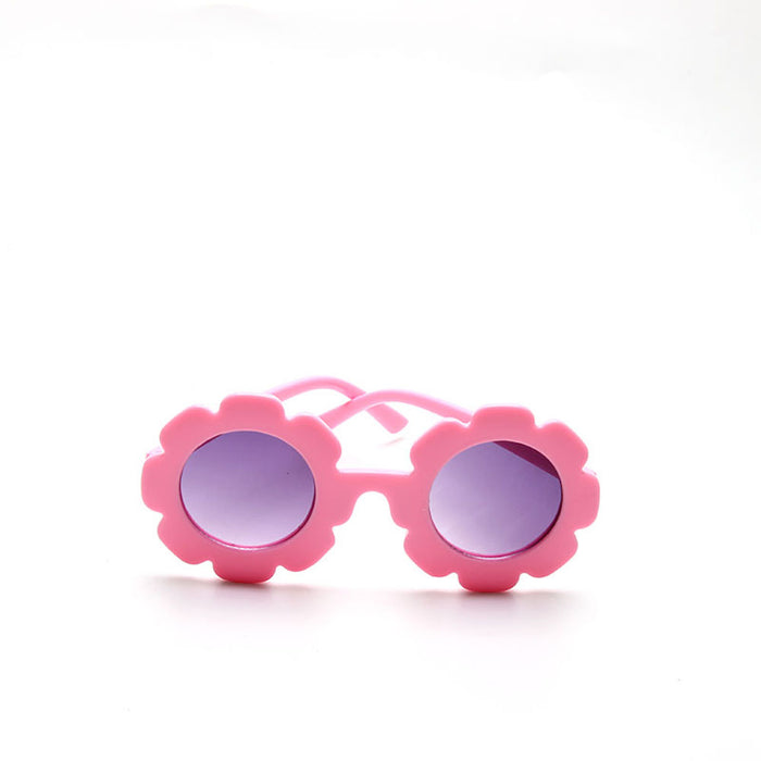 Edna Round Flower Sunglasses — Fuchsia Frame Dark Lens