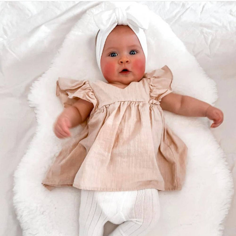 Baby Top Knot Double Bow Headband White - Sommerfugl Kids