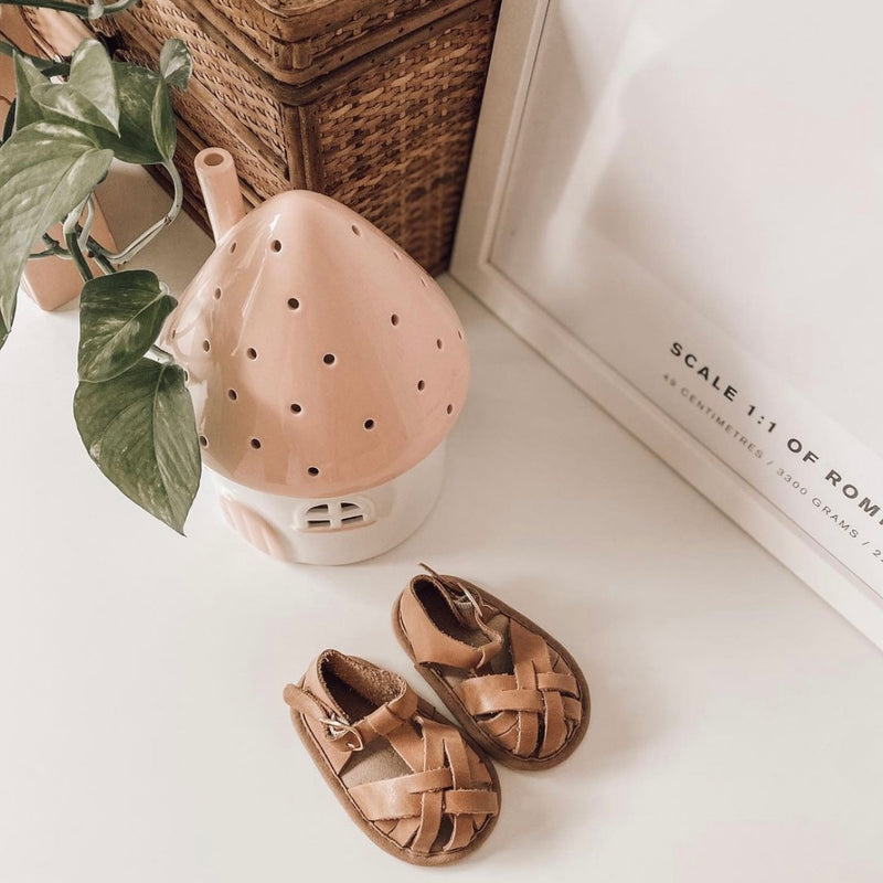 Nutmeg Wax Leather Baby Sandal - Sommerfugl Kids