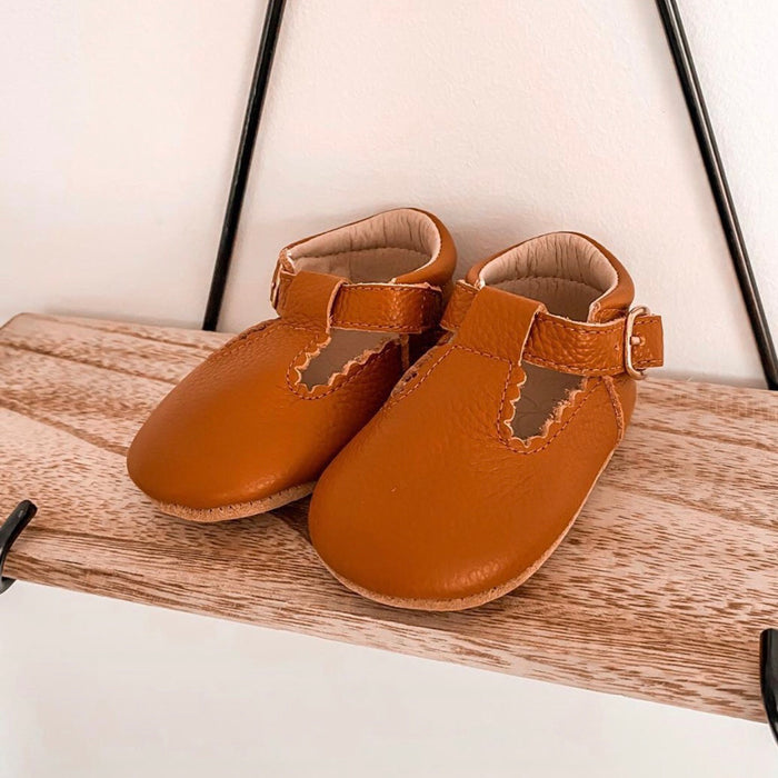 Cinnamon Leather Baby T Bar Shoe