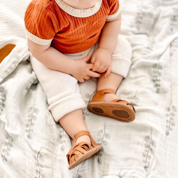 Nutmeg Wax Leather Baby Sandal - Sommerfugl Kids