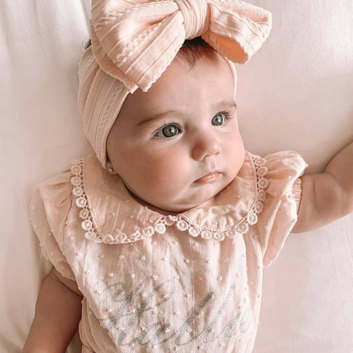 Baby Top Knot Double Bow Headband Coral - Sommerfugl Kids