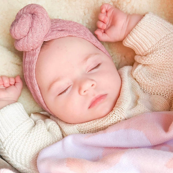 Baby Knitted Twirl Turban — Blush