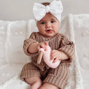 Baby Top Knot Double Bow Headband White - Sommerfugl Kids