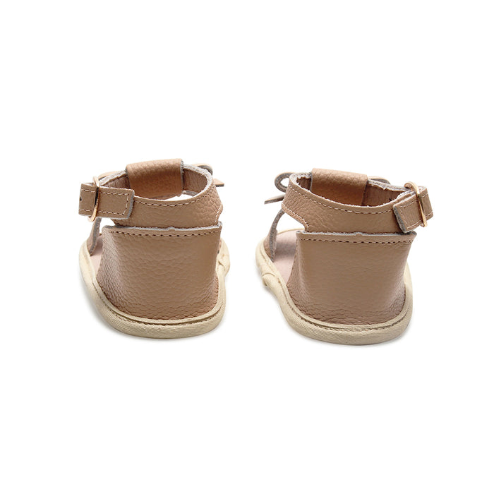 Pale Pecan Leather Baby Bow Sandal - Sommerfugl Kids