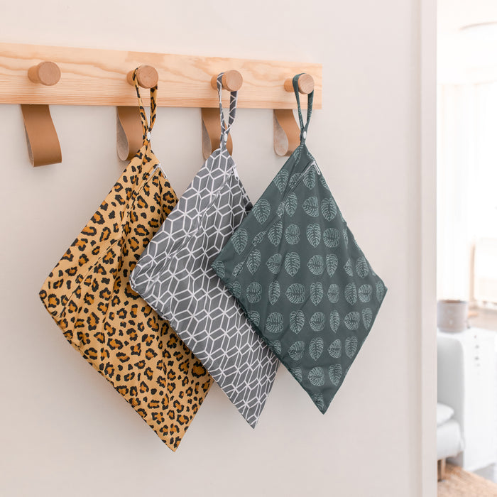 Reusable Single Zip Waterproof Nappy Wet Bag — Leopard Print