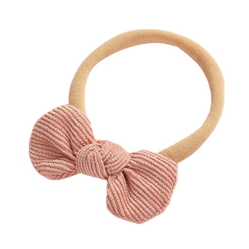 Baby Corduroy Knot Small Bow Headband — Flamingo - Sommerfugl Kids