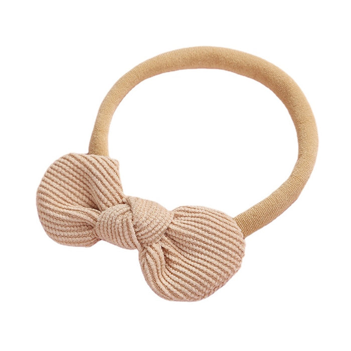 Baby Corduroy Knot Small Bow Headband — Latte