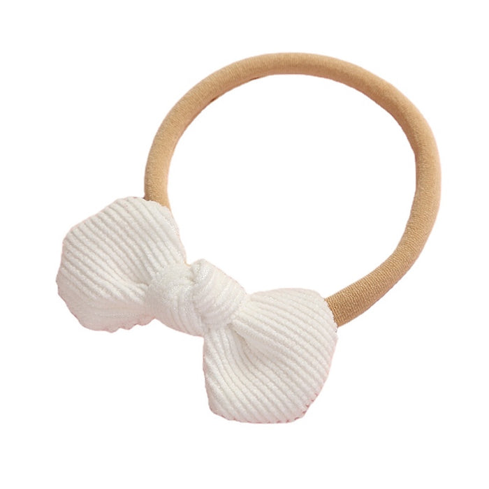 Baby Corduroy Knot Small Bow Headband — White