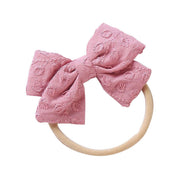 Little Embroidered Cotton Baby Bow — Blush - Sommerfugl Kids