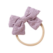 Little Embroidered Cotton Baby Bow — Mauve - Sommerfugl Kids