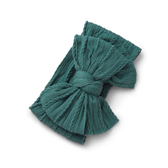 Baby Top Knot Double Bow Headband — Pine Green