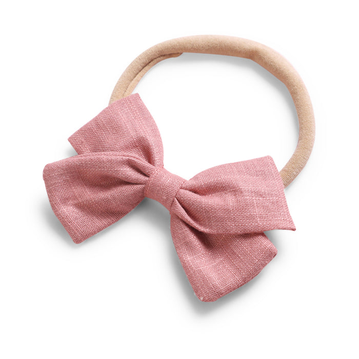 Baby Linen Bow Headband — Coral