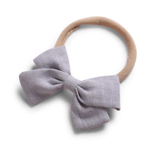 Baby Linen Bow Headband — Grey - Sommerfugl Kids