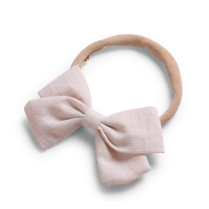 Baby Linen Bow Headband — Ivory