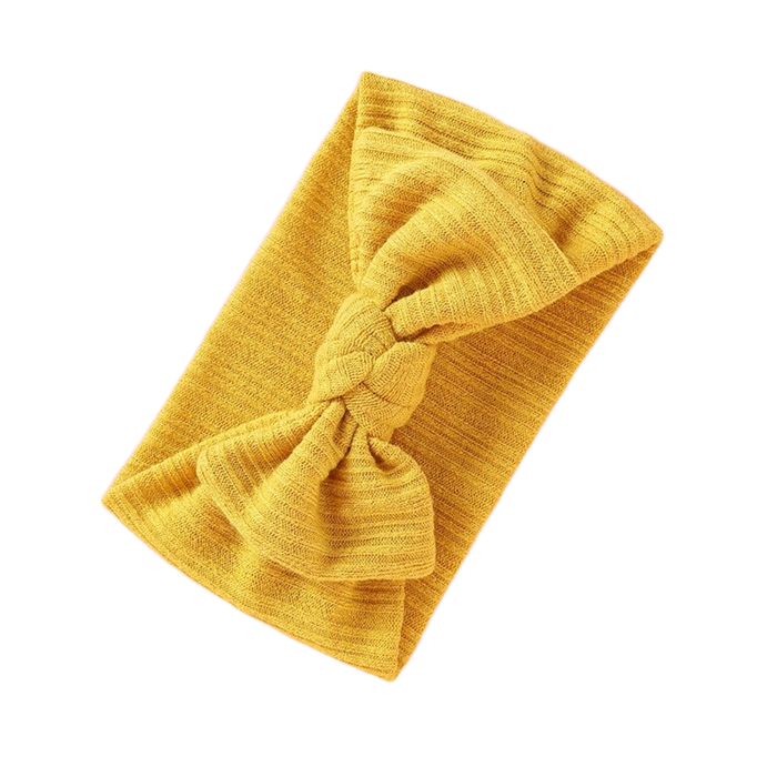 Baby Light Knit Single Soft Bow Knot Headband — Mustard - Sommerfugl Kids